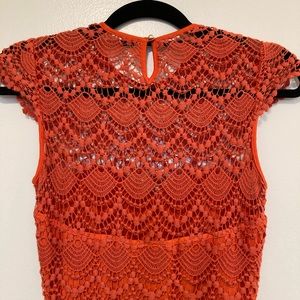 Crocheted orange cocktail dress